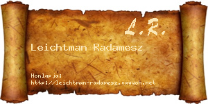 Leichtman Radamesz névjegykártya